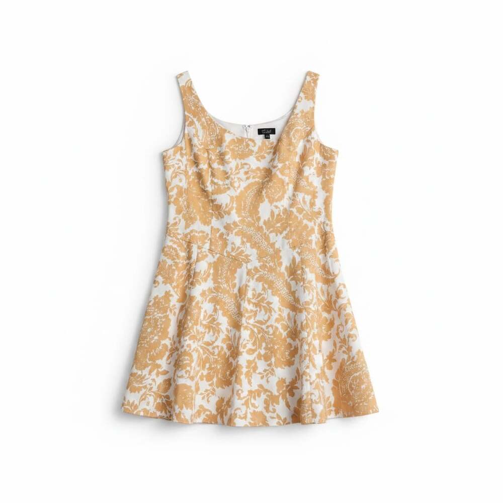 Camille La Vie Yellow Floral Damask Fit and Flare Dress Size 14